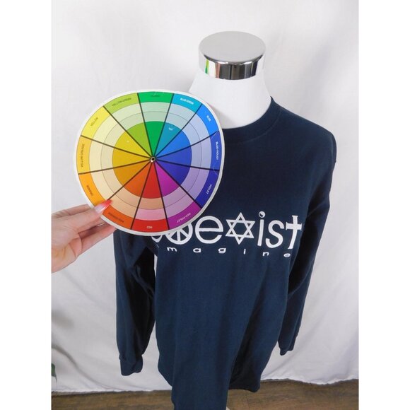 Coexist Imagine Shirt Unise Medium Navy Long Sleeve Graphic Peace Unity Crewneck - Picture 8 of 11